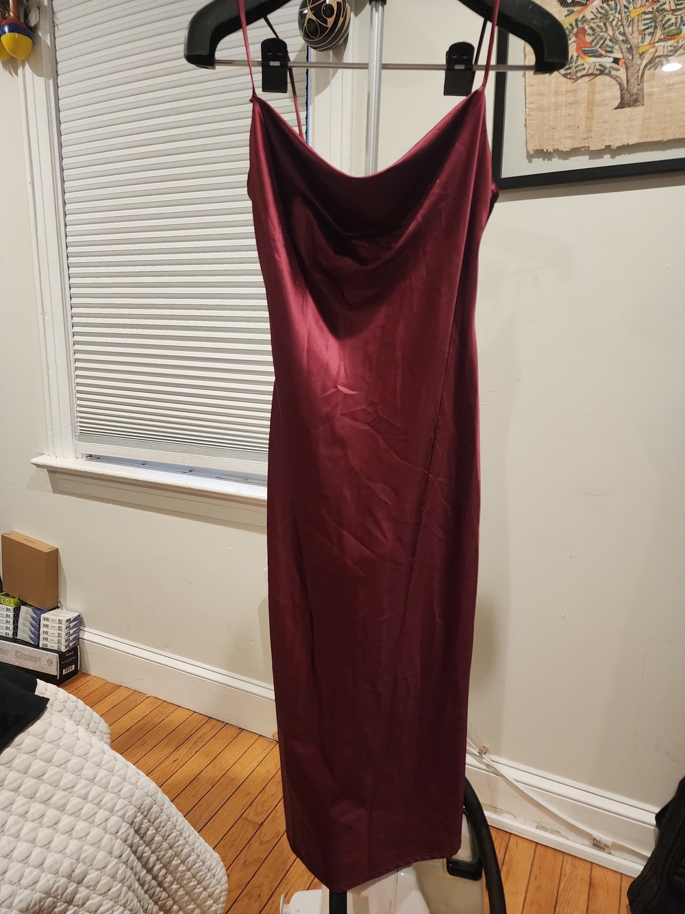 Lovely Day Burgundy Satin Maxi Slip Dress